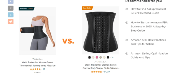 A picture showing the difference between Amazon choice and Best Seller products