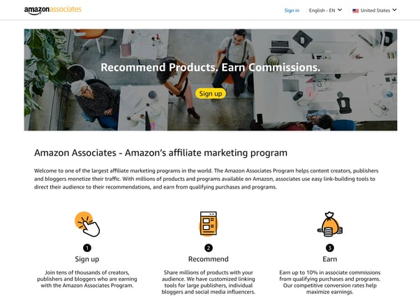 Amazon Associates home page