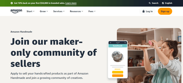 Amazon Handmade Homepage