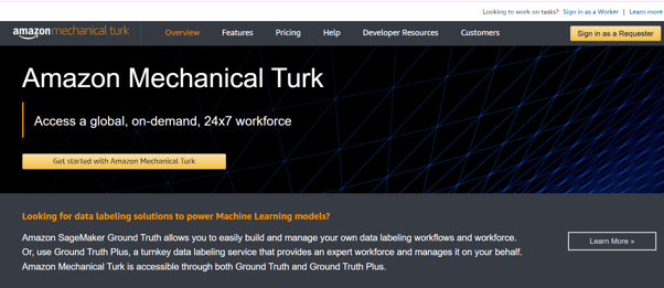 Amazon Mechanical Turk Homepage