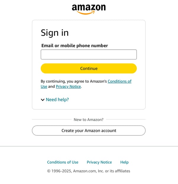 Amazon Sign-in page