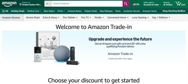 Amazon Trade In Homepage