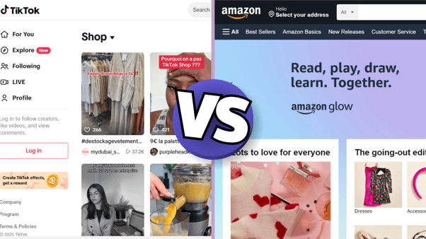 Amazon VS Tiktok homepage