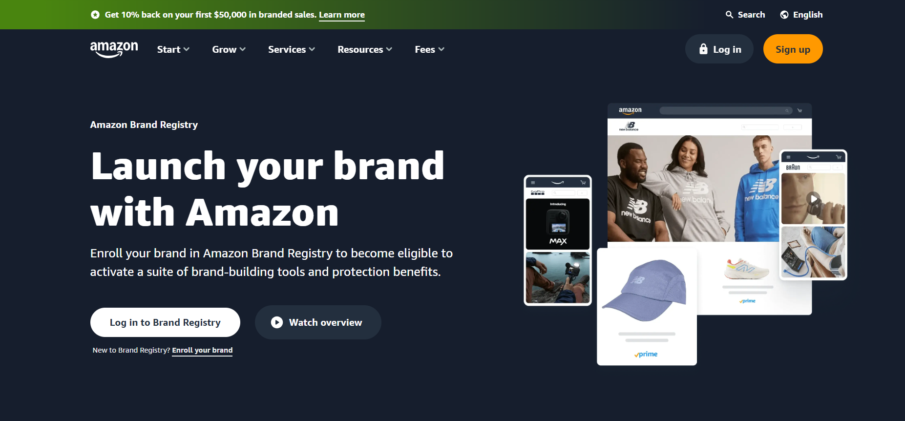 Amazon brand registry landing page