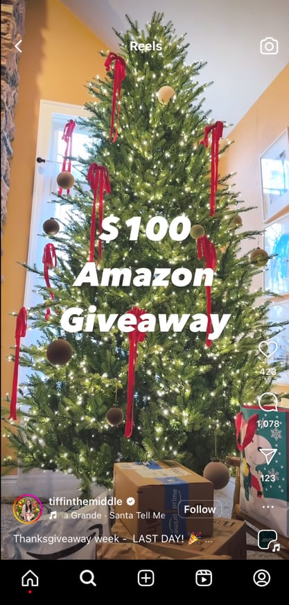 Amazon giveaway example