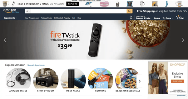 Amazon marketplace homepage