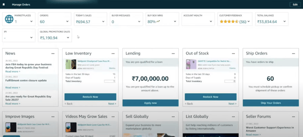 Amazon seller dashboard