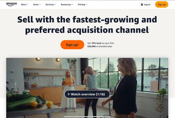 Amazon seller landing page