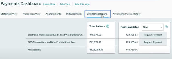 Amazon seller payments dashboard