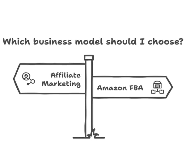 An infographic on Affiliate Marketing vs Amazon FBA