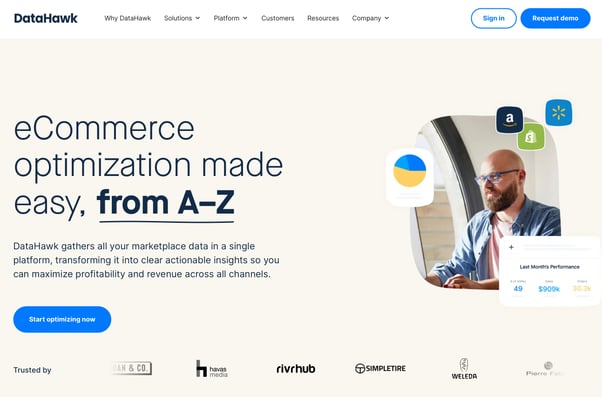 DataHawk landing page