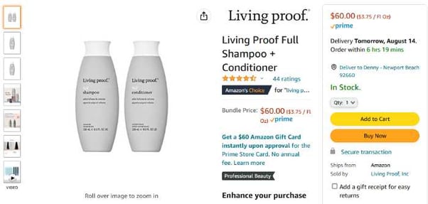 Example of Living proof’s Bundling