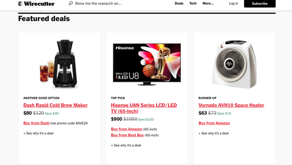 Features deals on Wirecutter