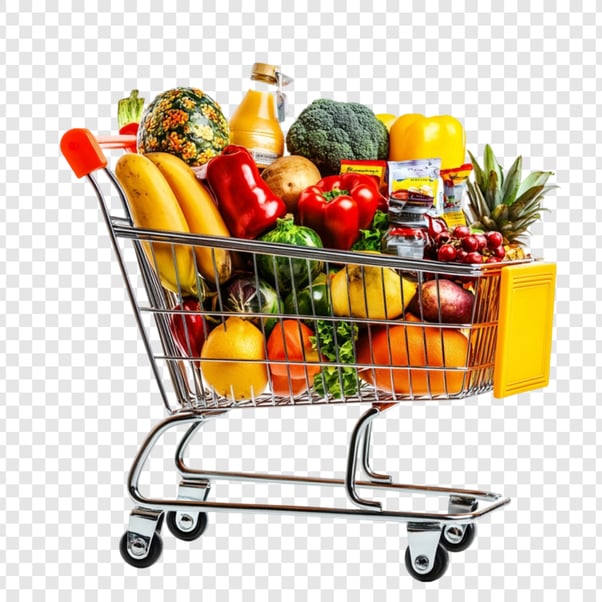 Groceries in a shopping cart