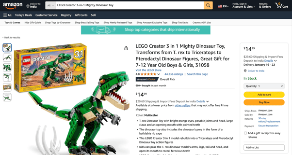 LEGO Creator 3-in-1 Mighty Dinosaur Toy