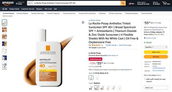 La Roche-Posay Anthelios Tinted Sunscreen SPF 40+