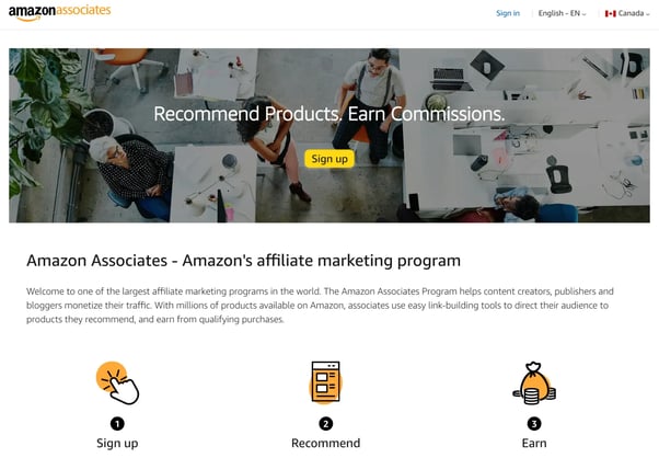 Overview of Amazon Associates signup process