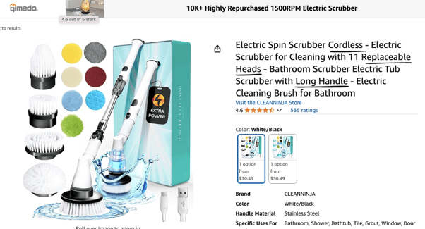 Product features highlighted in Amazon product listings