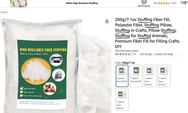 Product listing with keyword stuffing